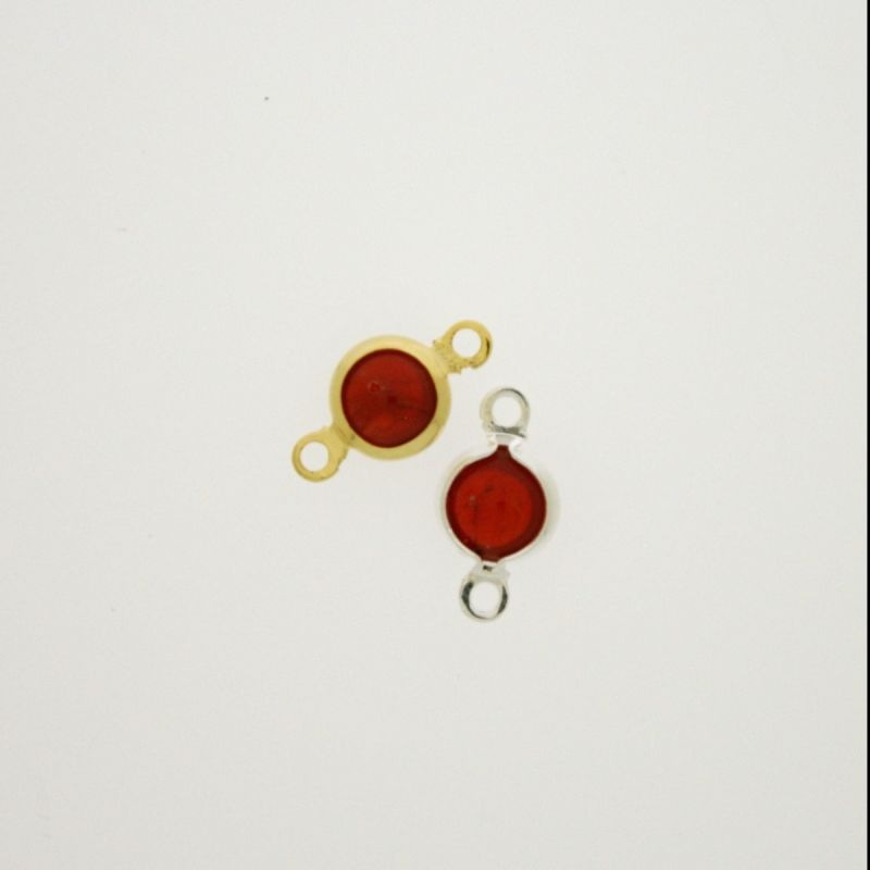 [750180700] Entrepieza con strass redondo diam. 6mm color carneol. Longitud 13mm