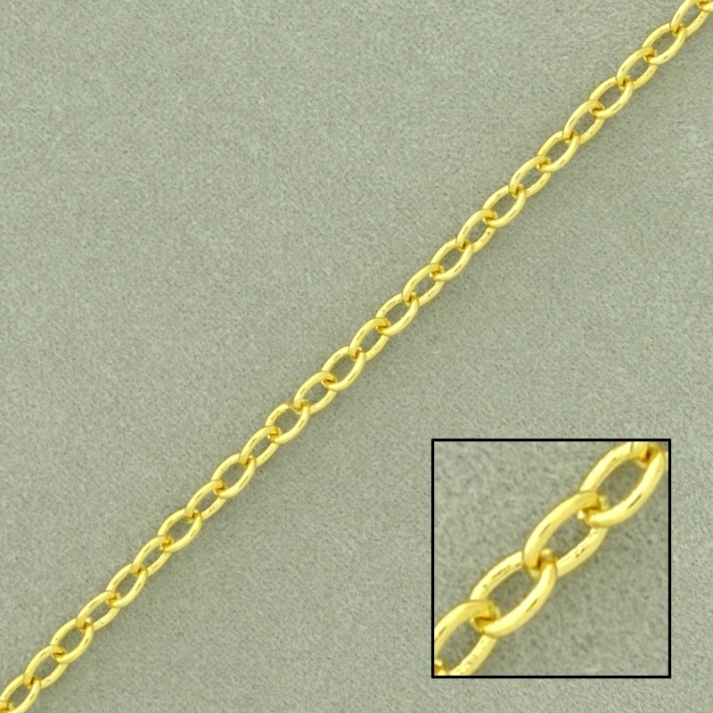 [524800000] Chaîne en laiton maille forçat largeur 2,8mm. Fil Ø 0,6mm