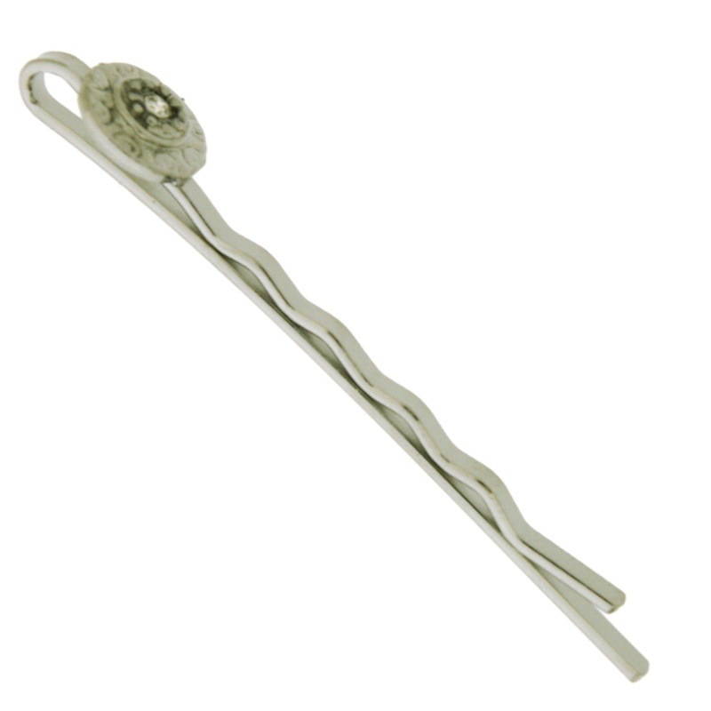 Pince pour cheveux 55x2mm avec ornamente Ø9mm avec strass PP12