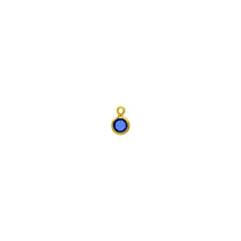 [124040300] Monture strass ronde Ø4mm avec anneau. Couleur Sapphir.