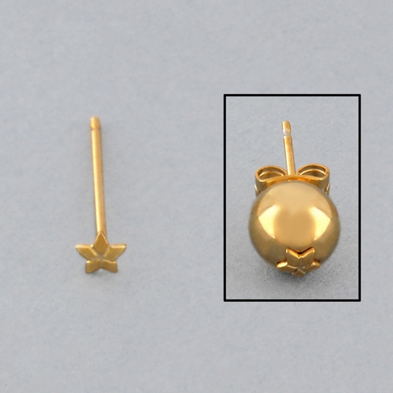 [111750000] Clou d'oreille étoile Ø3,8mm pour perles  6 - 8mm