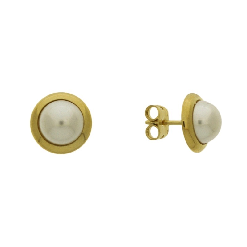 [630450800] Boucle d'oreille tige avec demi perle Ø8mm