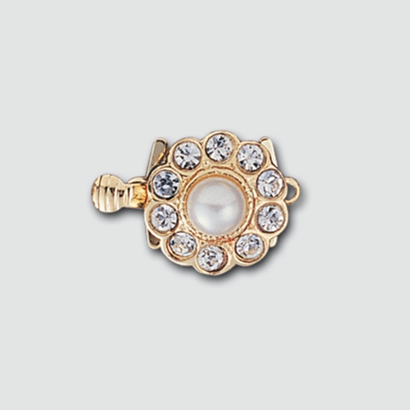 [232280000] Fermoir de collier 12x18mm avec strass crystal et perle Ø 5mm