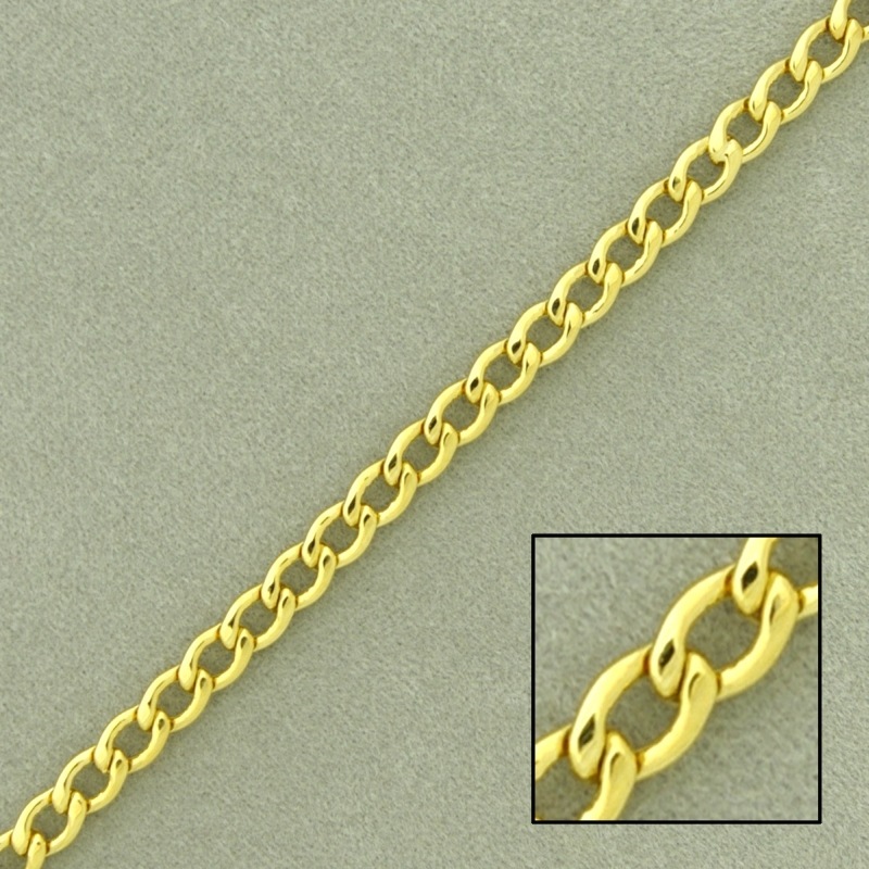 Chaîne en laiton gourmette laminée largeur 3,3mm