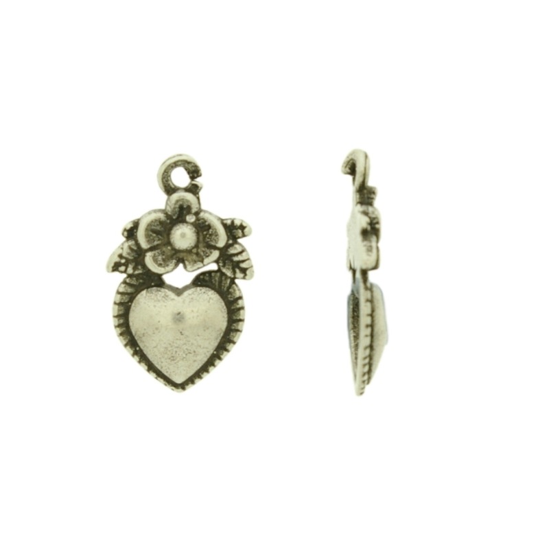 [120400000] Pendentif fleur coeur 18x11mm