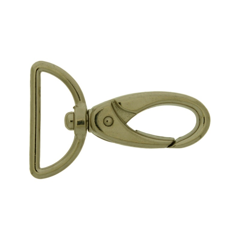 [640472500] Mousqueton de zamak nickelé pour sac avec largeur trou pour ruban 25mm.