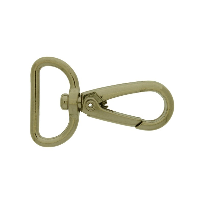 [640532300] Mousqueton de zamak nickelé pour sac avec largeur trou pour ruban 22,5mm.