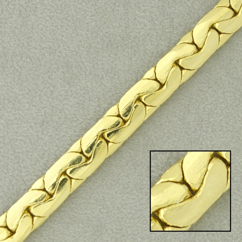 Flat curb brass chain width 6,8mm