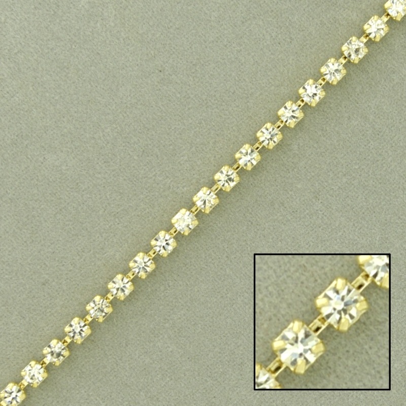 [910098500] Brass chain strass size PP18 (SS8,5). Width 2,6mm.