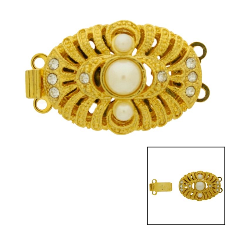 [915250000] Fermoir de collier 16,5x26mm 2 rangs avec strass