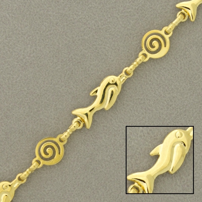 [922230700] Chaîne en laiton poisson et spirale largeur 7mm