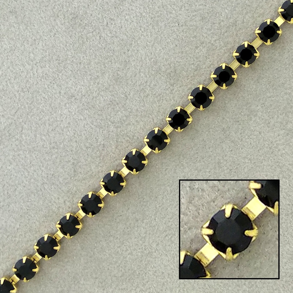 [927721800] Cadena de latón strass negro SS18