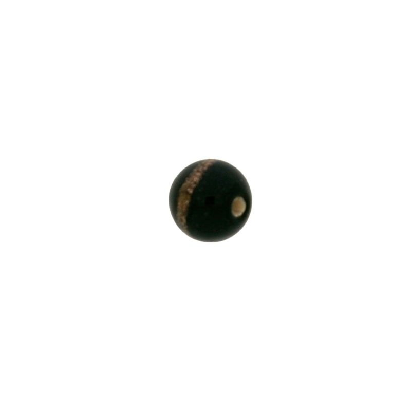 Smooth ball Ø8mm black colour with decorative band gold tone. With two holes.
