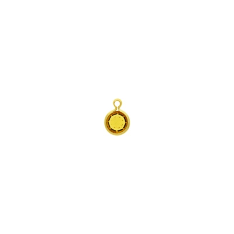 Monture strass ronde Ø6mm avec anneau. Couleur Topaze.