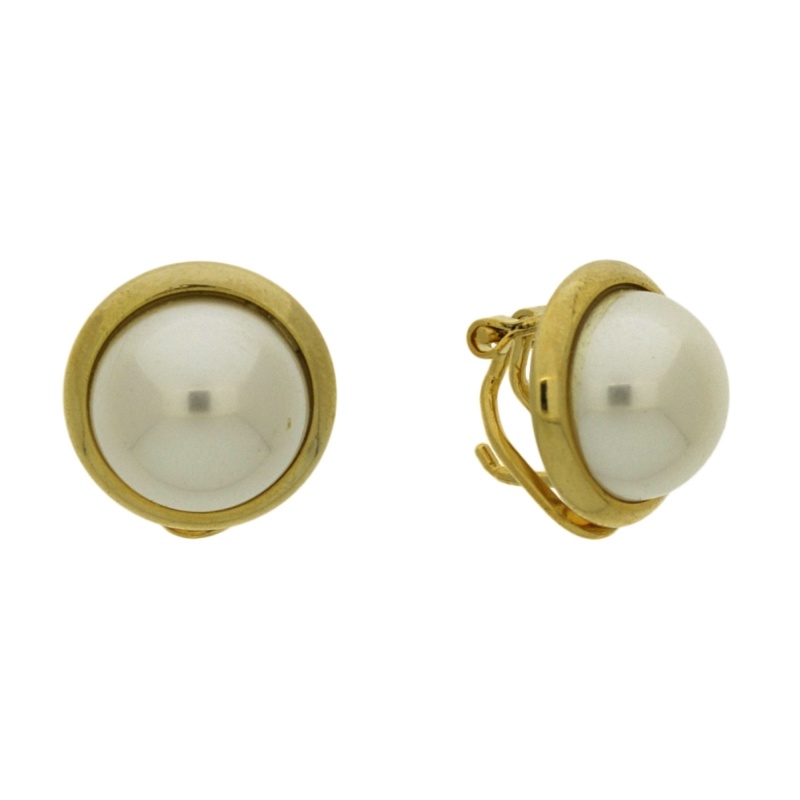 [630461200] Earring with omega clip with half pearl Ø12mm