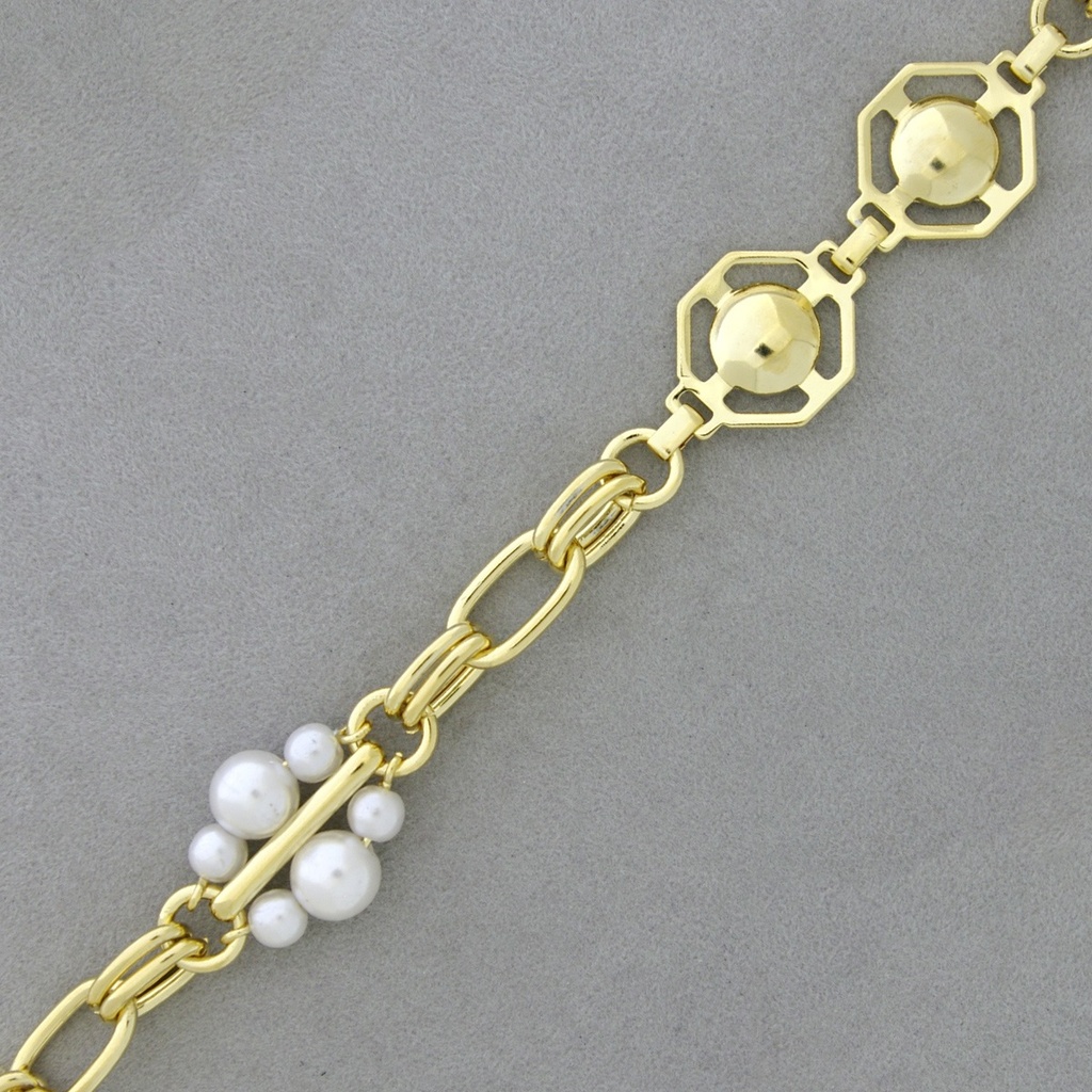 [512650000] Steel chain. Chain width 8,5mm, metal ornament width 16mm, pearl ornament width 18mm