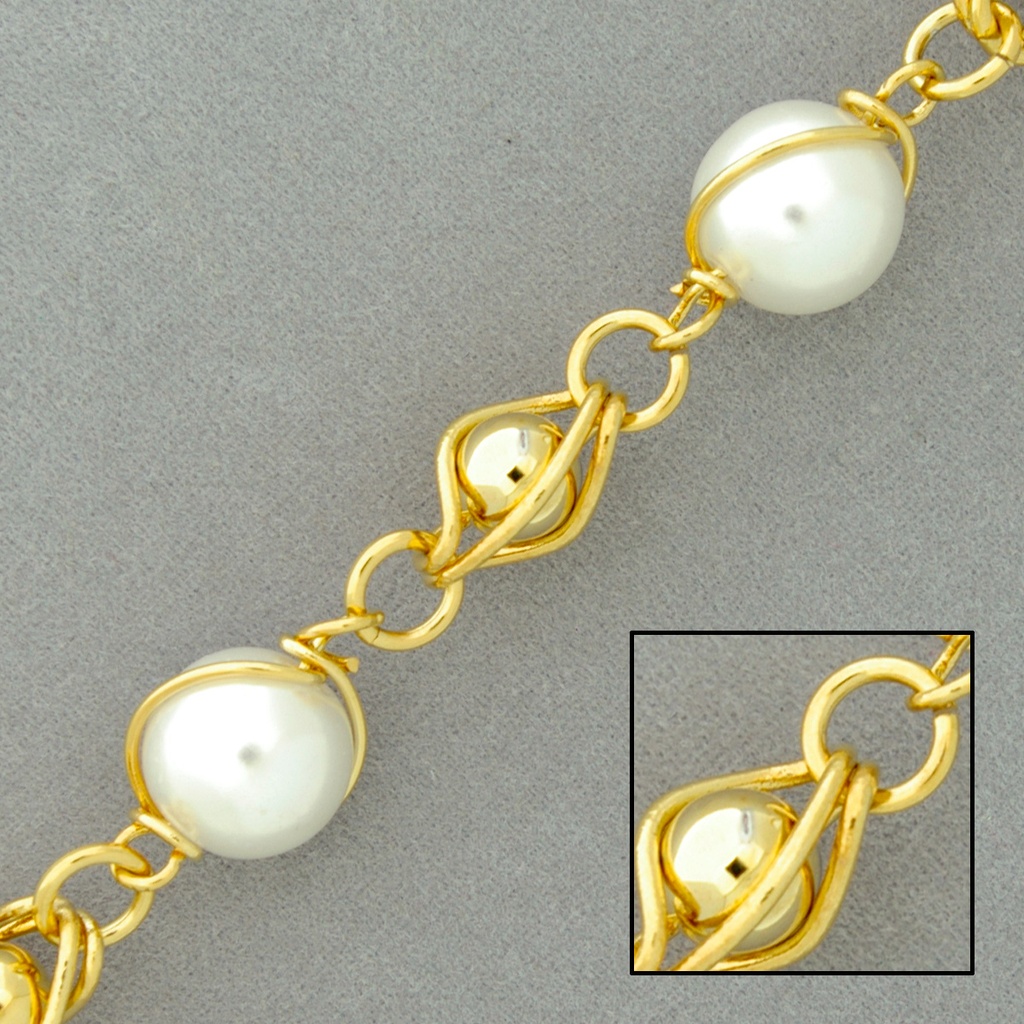 Cadena de latón con perla ancho 11,5mm