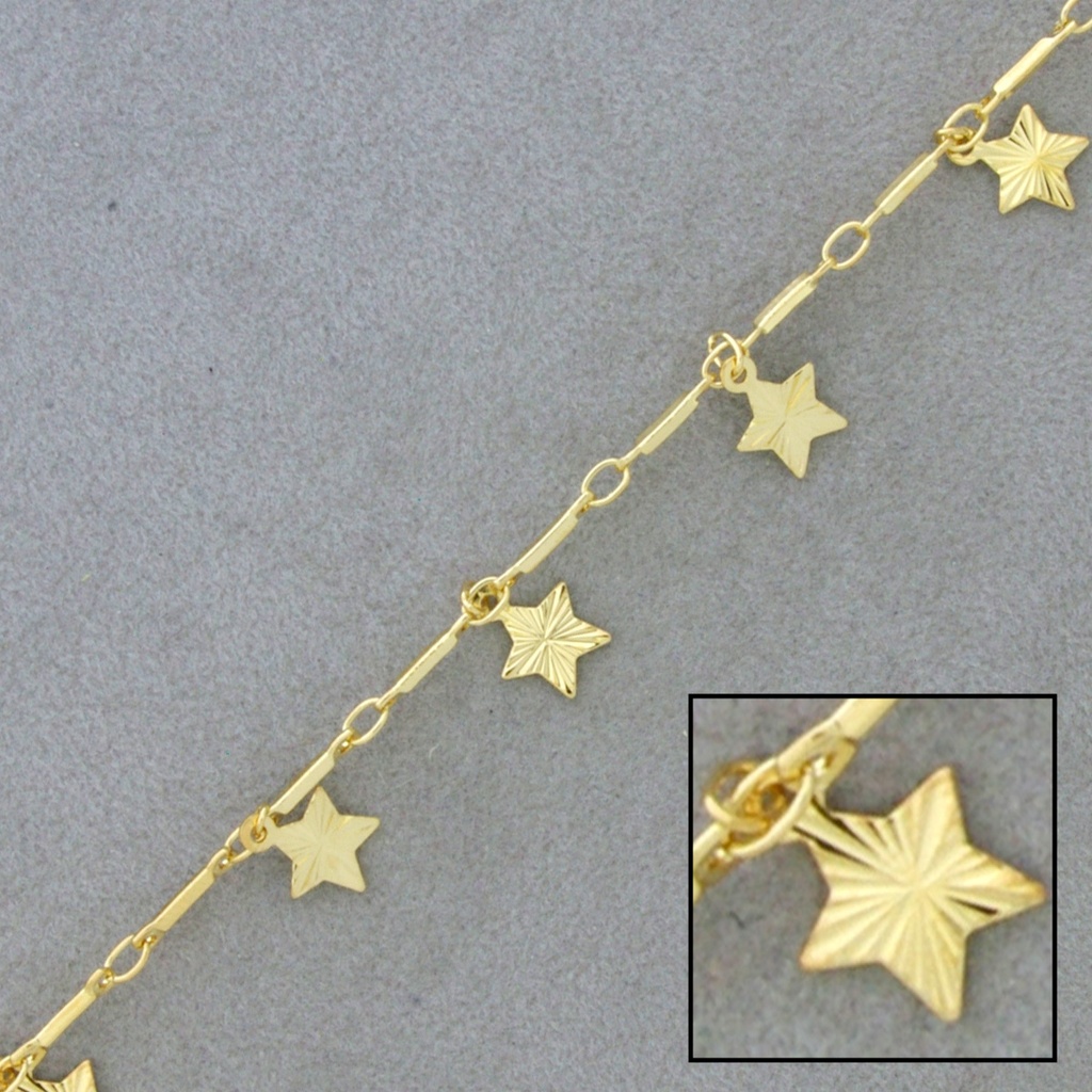 [528300000] Chaîne en laiton pendentifs étoile largeur 1,4 mm